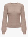 Only Katia Long Sleeve Structure O-Neck Pullover Cable Knit Mocha Meringue Melange