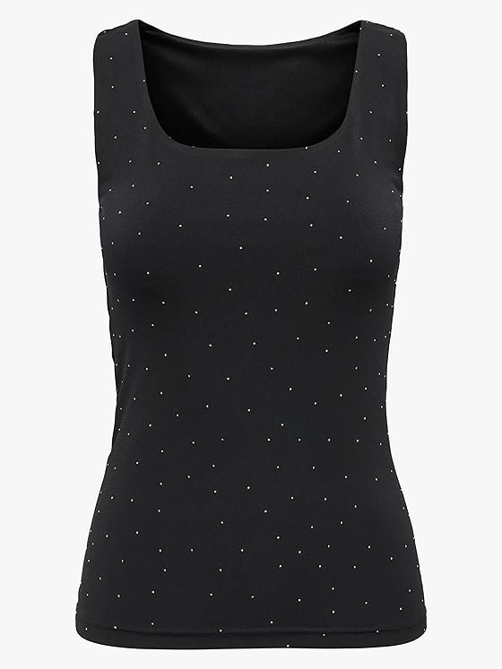 Only Zita EA Sleeveless 2.way Top Black Silver rhinestones