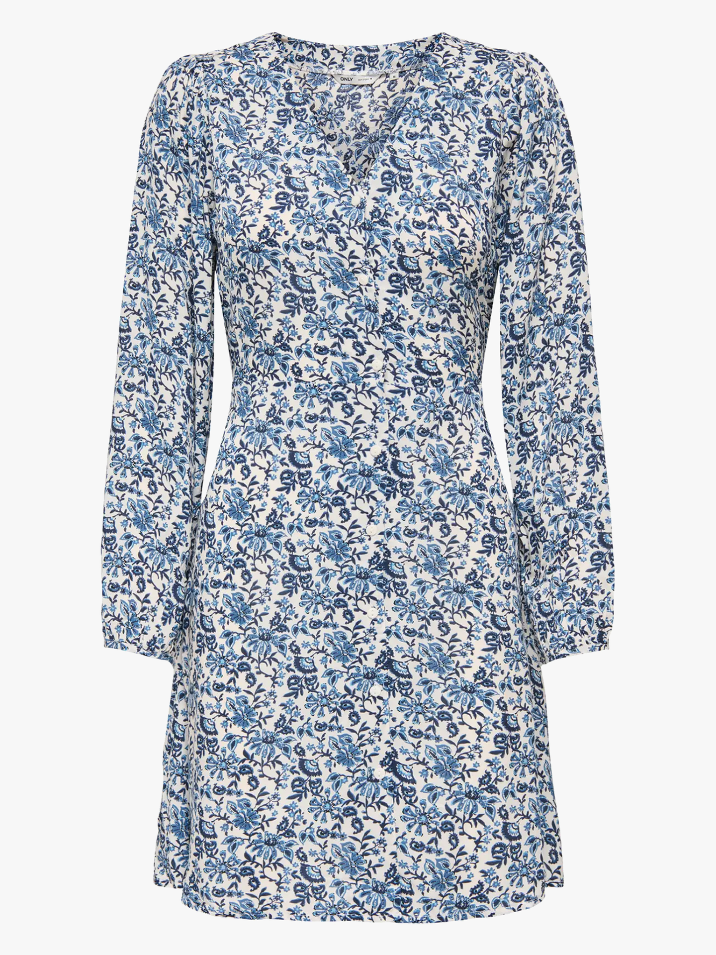 Only Levida Long Sleeve Short Dress Coronet Blue Jadie Flower