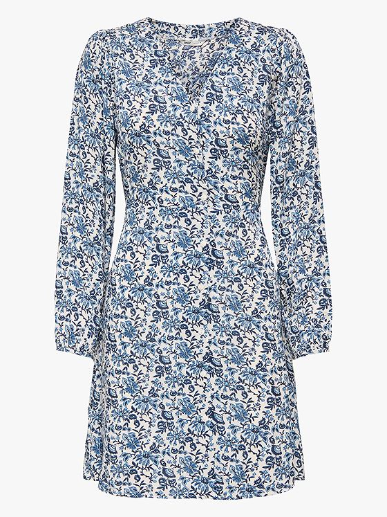 Only Levida Long Sleeve Short Dress Coronet Blue Jadie Flower