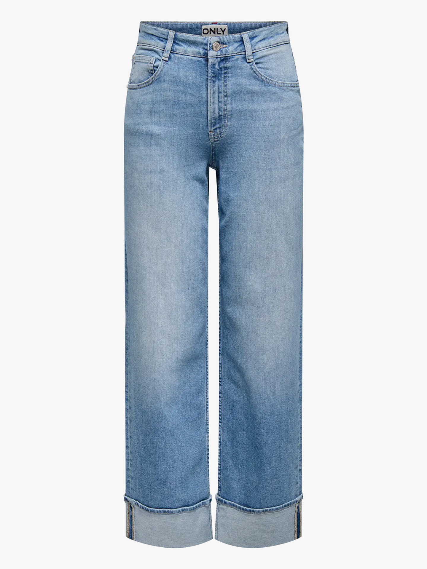 Only Mercer High Waist Fold Up Denim Light Blue Denim