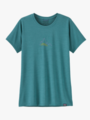 Patagonia Women’s Cap Cool Daily Graphic Shirt Lands Berm Logo: Wetland Blue X-Dye