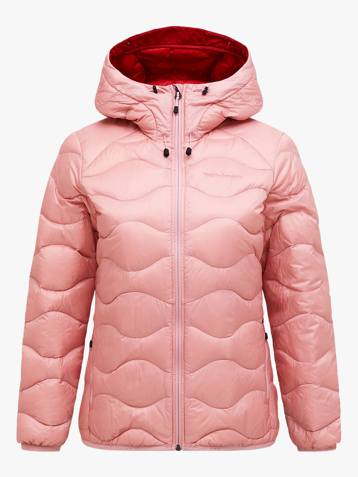 Peak Performance Helium Down Hood Jacket Women Warm Blush / Red Pompeian
