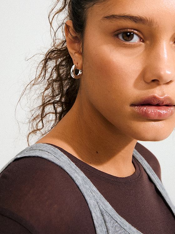Pilgrim Phase Small Hoops Sølvbelagt