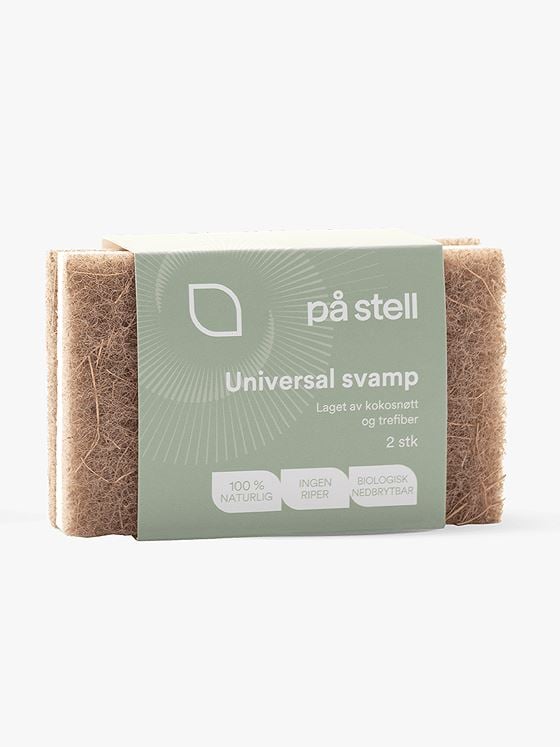 På stell Universal svamp 2 pakk cellulose/kokos Hvit
