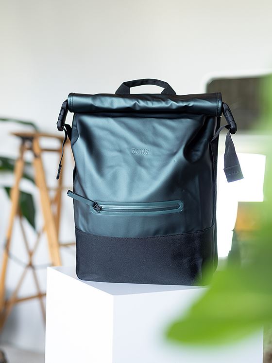 Rains Buckle Rolltop Rucksack Silver Pine