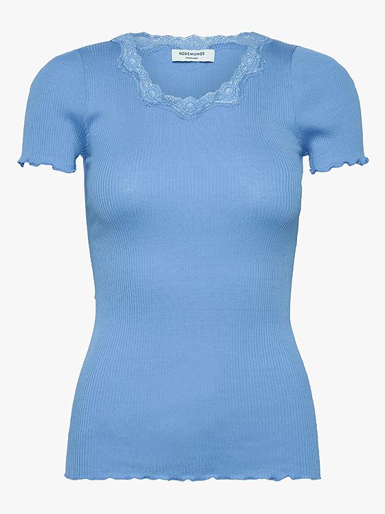 Rosemunde Beatha Short Sleeve Regular O-Neck Lace T-Shirt Blue Heaven