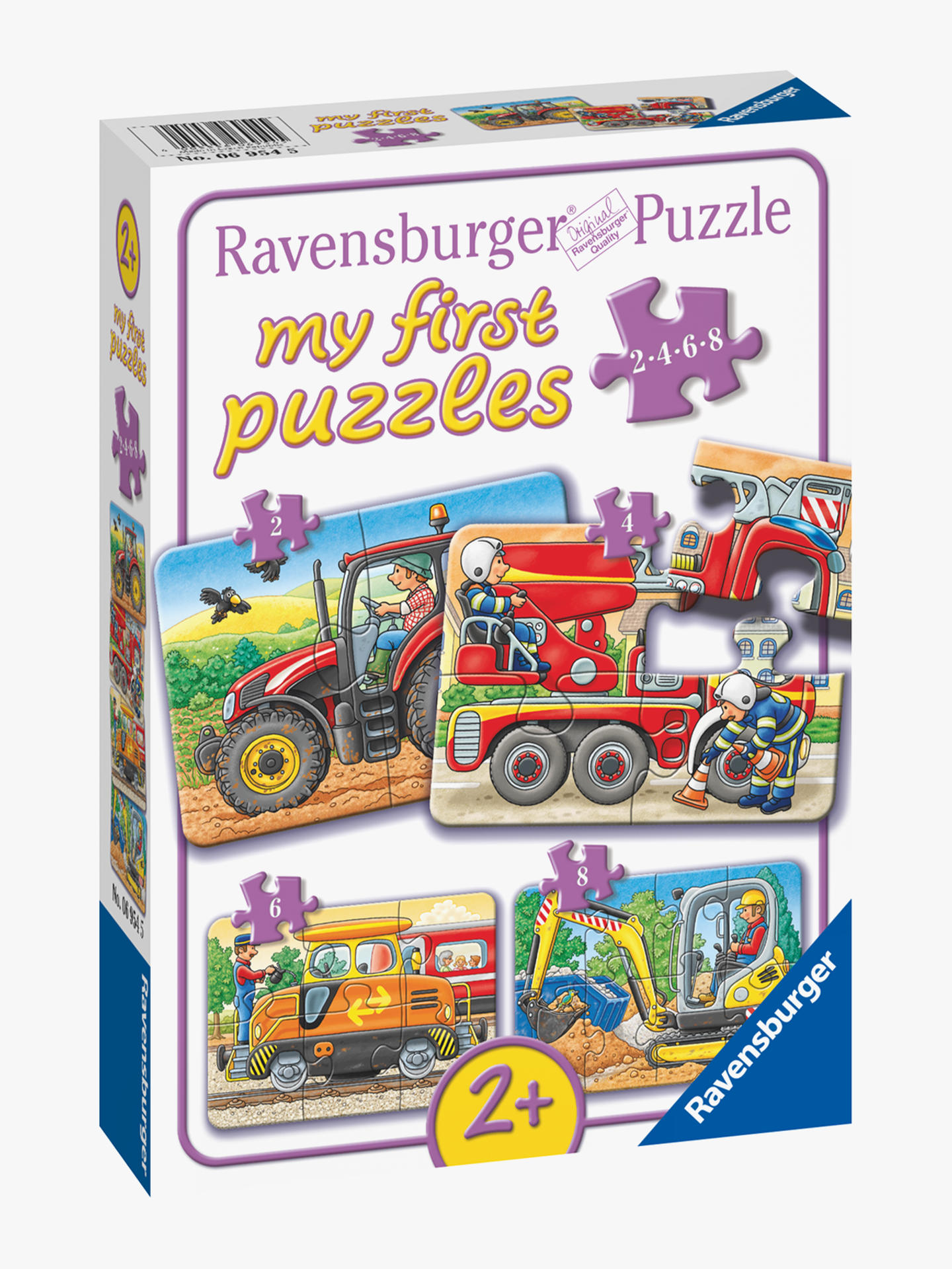Ravensburger Traktorer og maskiner 2/4/6/8 deler Flerfarget