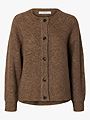 Selected Femme Lulu Long Sleeve Knit Short Cardigan Chocolate Chip Melange