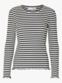 Selected Femme Anna Long Sleeve Crew Neck Tee Stripe Dark Sapphire W SNOW WHITE STRIPES