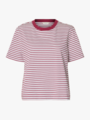 Selected Femme Essential Short Sleeve Striped Boxy Tee Anemone