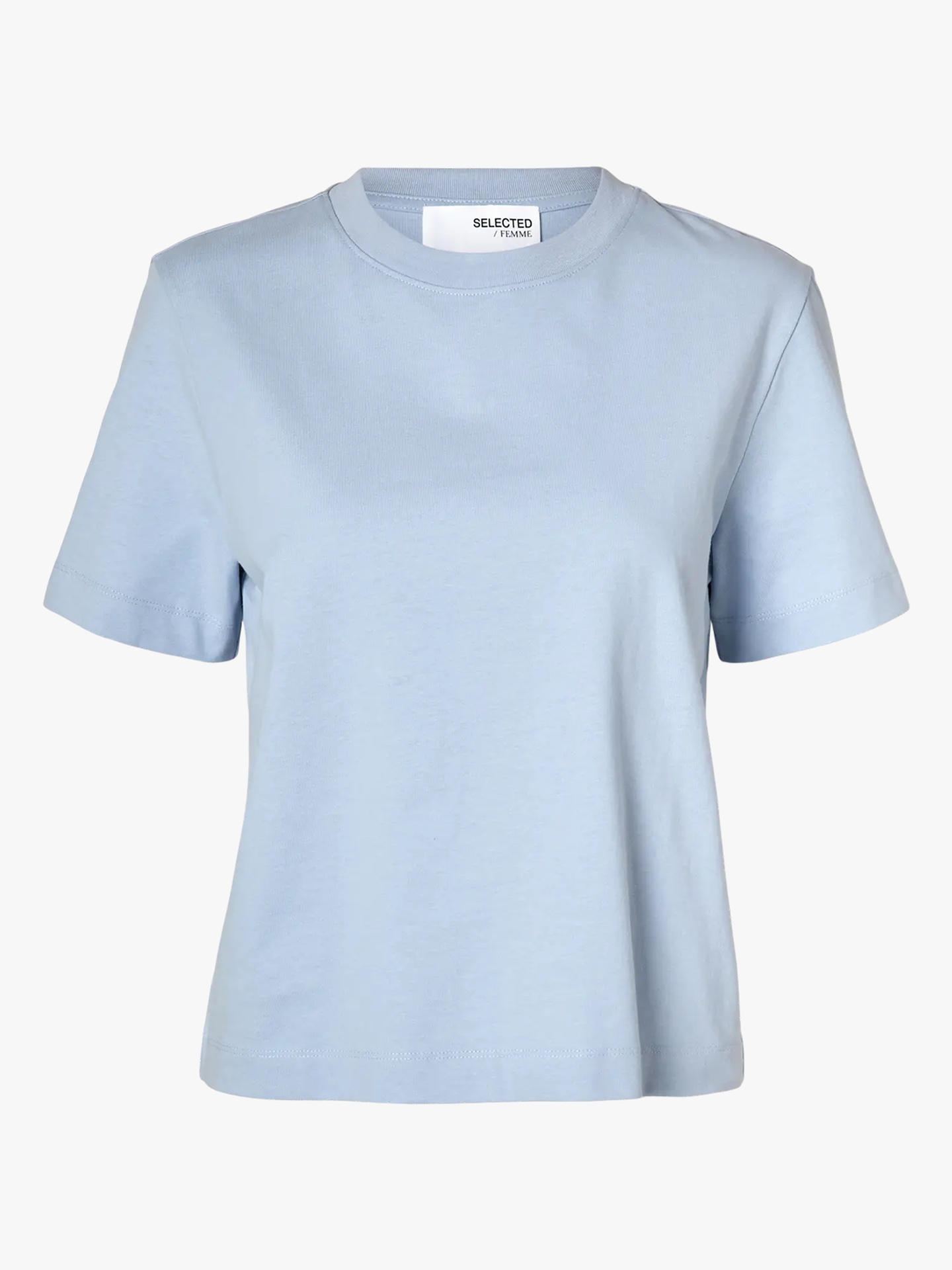 Selected Femme Essential Short Sleeve Boxy Tee Cashmere Blue