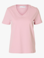 Selected Femme Essential Short Sleeve V-Neck Tee Bleached Mauve