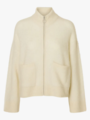 Selected Femme Sia Ras Long Sleeve Knit Zipper Cardigan Snow White Melange