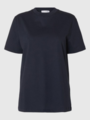 Selected Femme Relax Colwoman Short Sleeve Mock Neck Tee Dark Sapphire