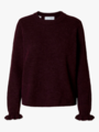 Selected Femme Lulu Long Sleeve Knit Frill Cuff O-Neck Fig