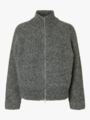 Selected Femme Anjuli Long Sleeve Knit Zip Cardigan Medium Grey Melange