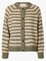 Selected Femme Lulu Long Sleeve Knit Short Stripe Cardigan Vetiver