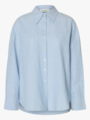 Selected Femme Cleo Oversize Linen Blend Shirt Dusty Blue / Bright White