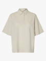 Selected Femme Luisa Linen Blend Polo Sandshell