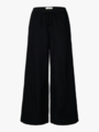 Selected Femme Luisa Mid Waist Wide Linen Blend Pant Black
