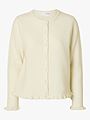 Selected Femme Lulu Frill Long Sleeve Knit Cardigan Snow White MELANGE
