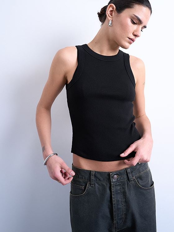 Topshop Mary Short Sleeve Top Black