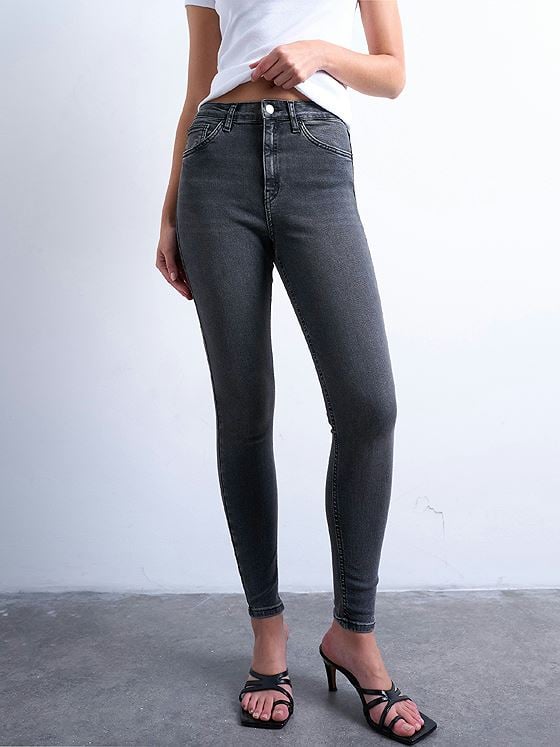 Topshop Jamie High Rise Slim Denim Jeans Black Denim