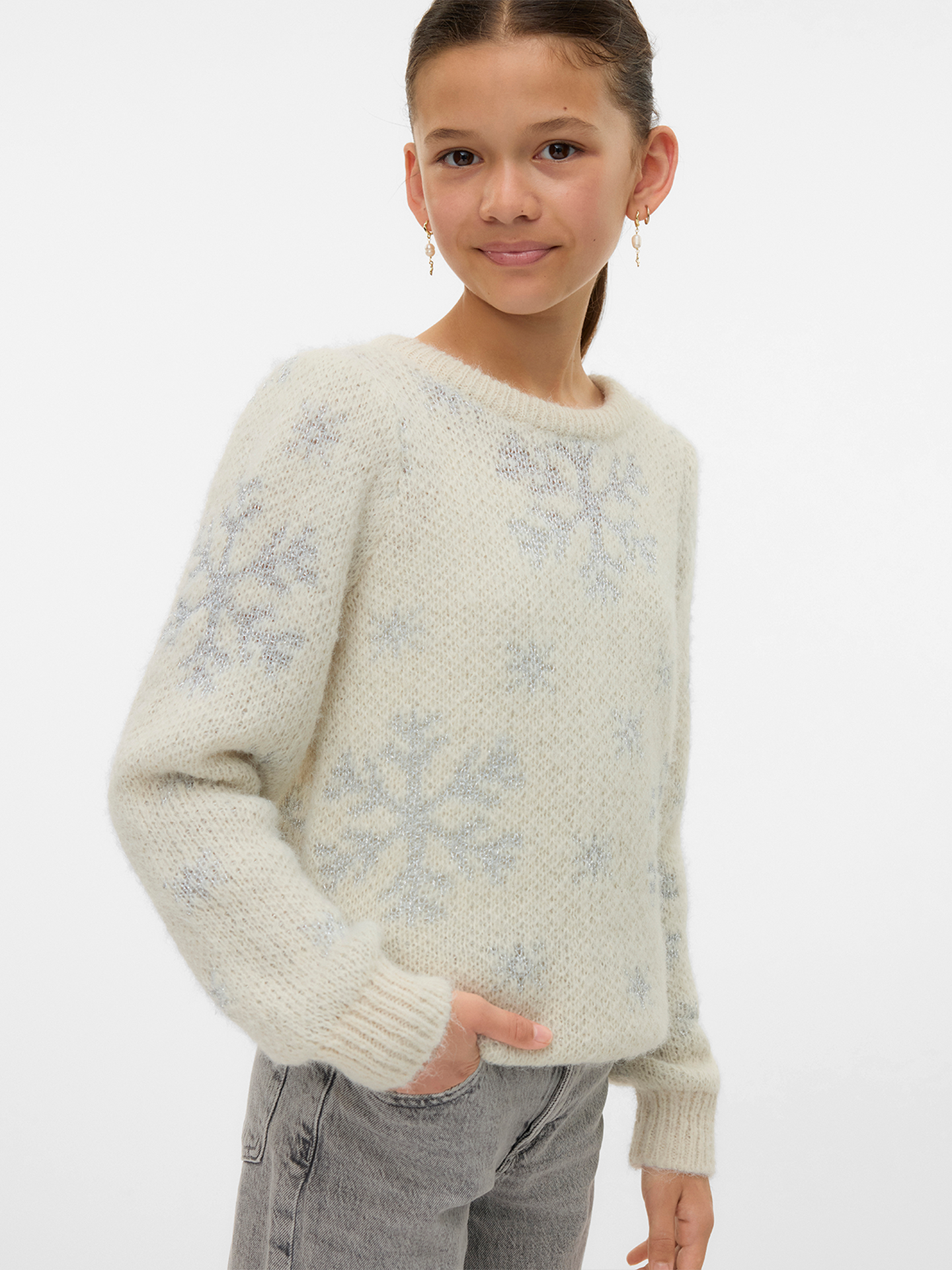 Vero Moda Girl Newsnowyfrost Long Sleeve O-Neck Girl Xmas Birch
