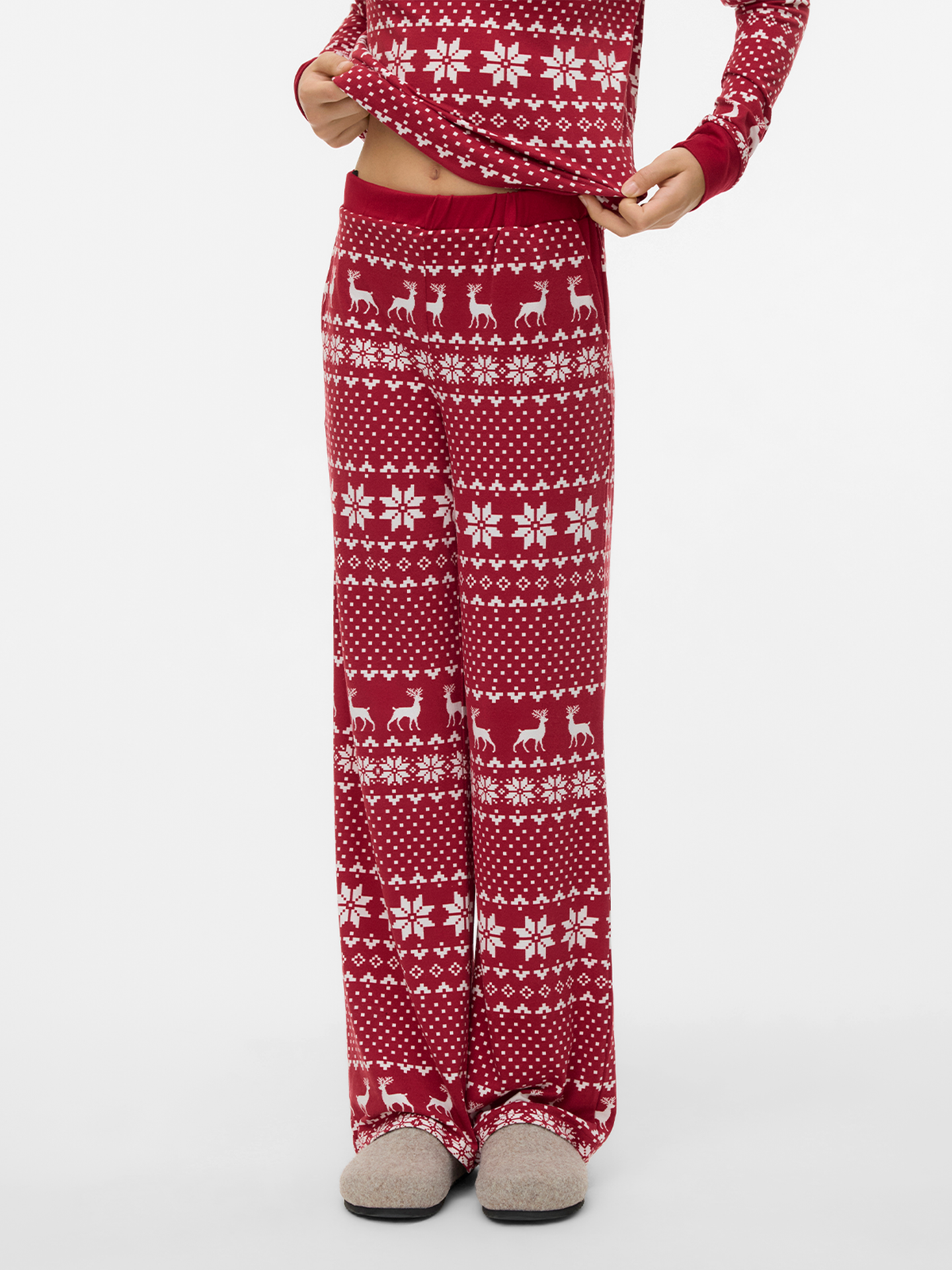 Vero Moda Girl Chris High Waist Straight Pants Jrs Xmas Girl Karanda Red