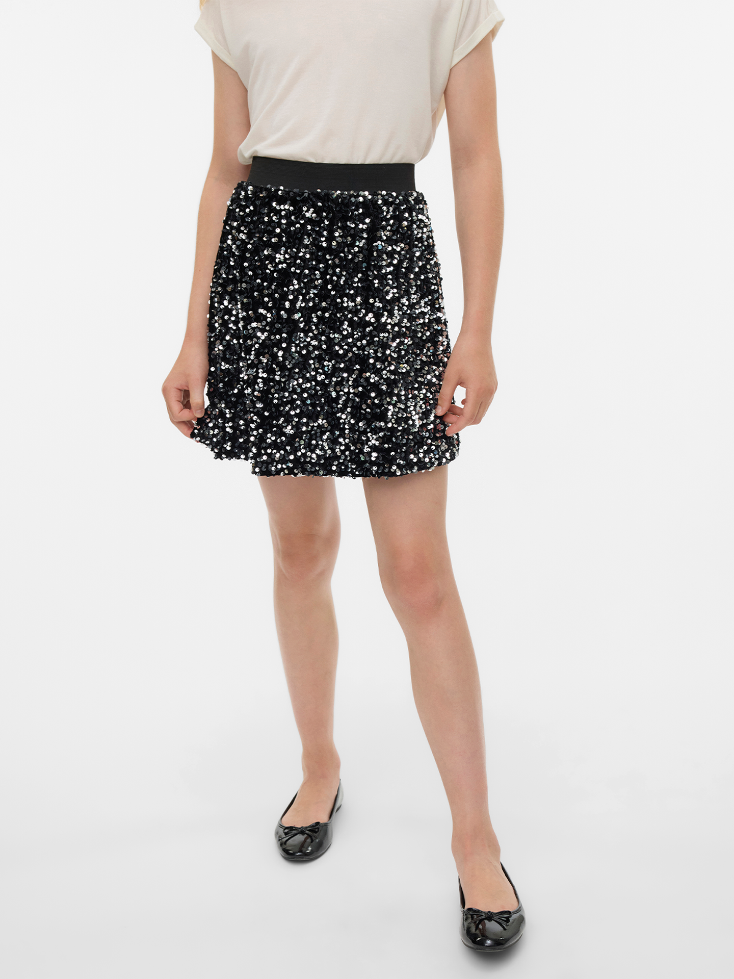 Vero Moda Girl Bella Sequin Skirt Junior black silver sequin
