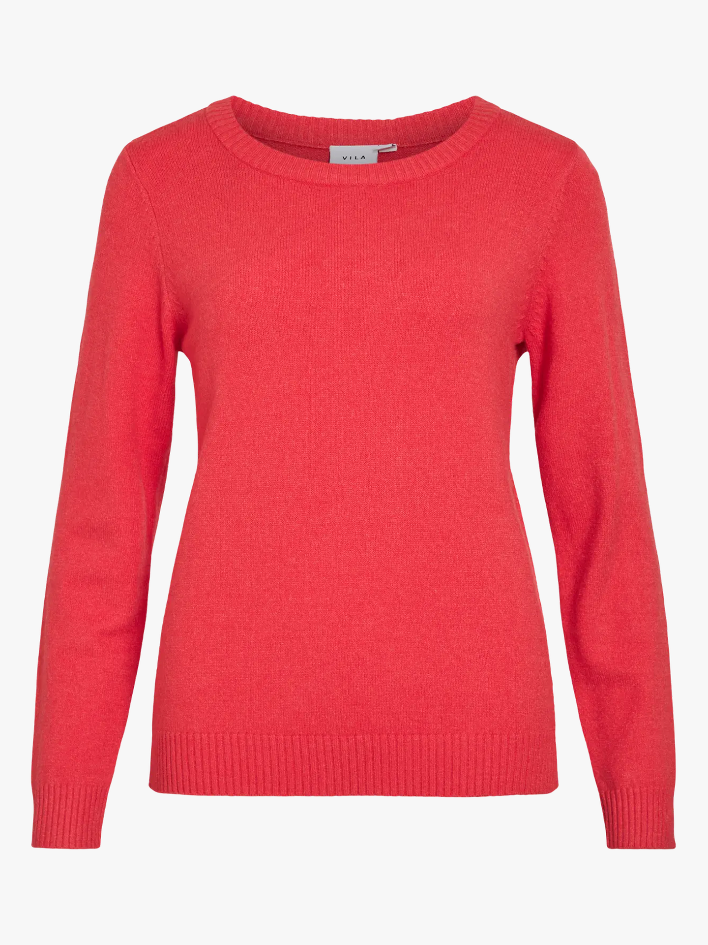 Vila Viril O-Neck Long Sleeve Knit Top Hibiscus Dark Melange