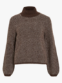 Vila Lory High Neck Long Sleeve Knit Top Coffee Bean EGGNOG MELANGE
