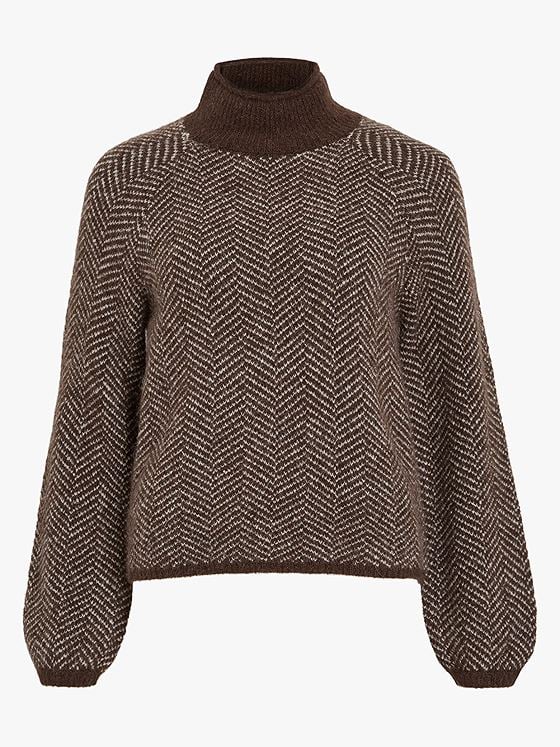 Vila Lory High Neck Long Sleeve Knit Top Coffee Bean EGGNOG MELANGE