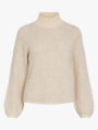 Vila Lory High Neck Long Sleeve Knit Top Eggnog NATURAL MELANGE