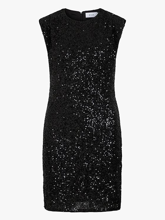 Vila Kaiya Sleeveless O-Neck Short Sequin Dress Black Beauty