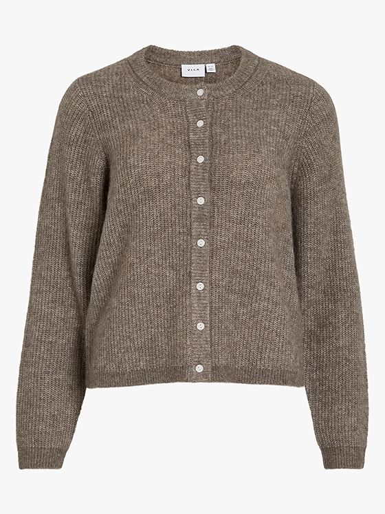 Vila Lory O-Neck Long Sleeve Knit Cardigan Falcon Melange