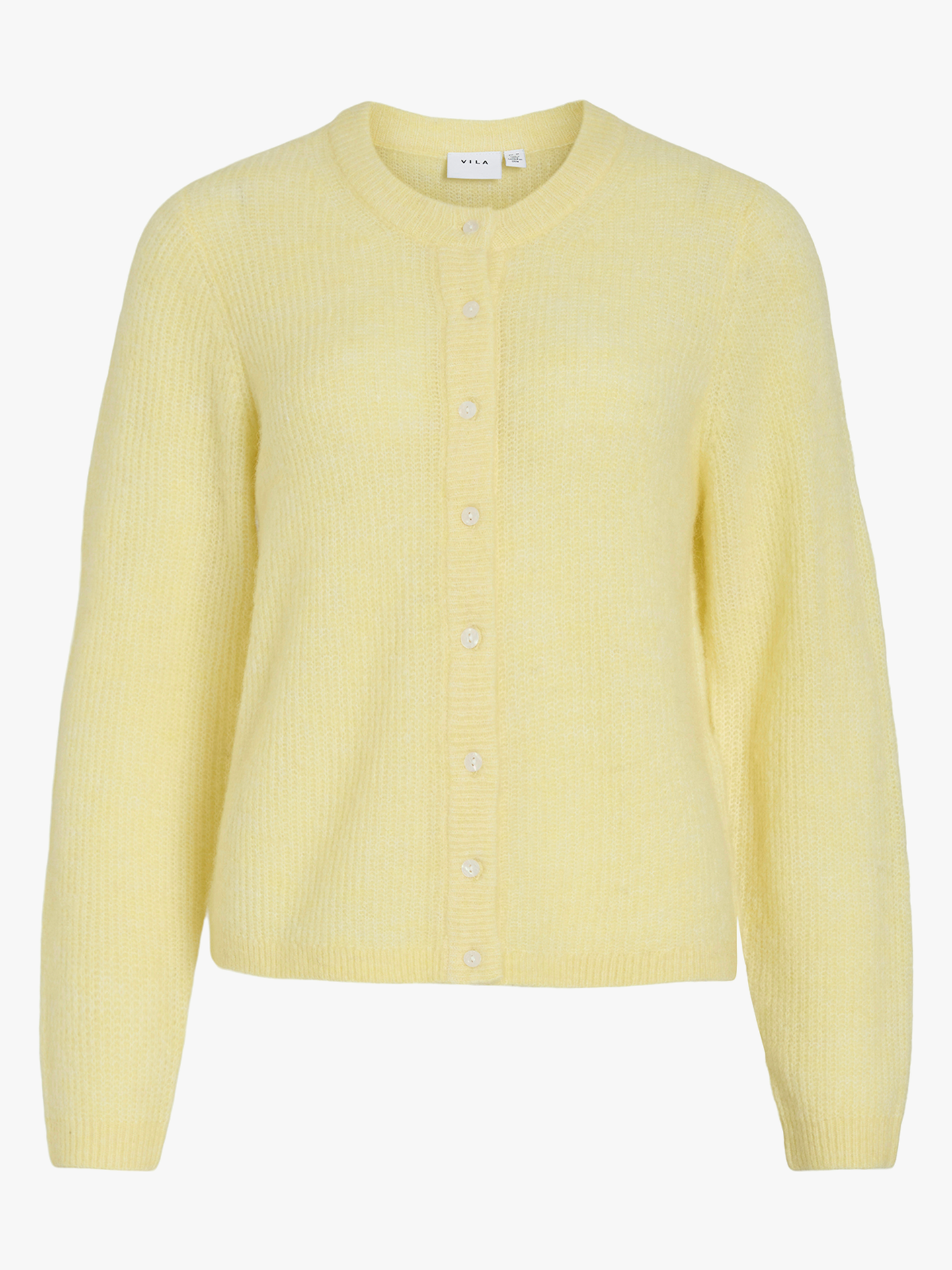 Vila Lory O-Neck Long Sleeve Knit Cardigan Pastel Yellow Melange