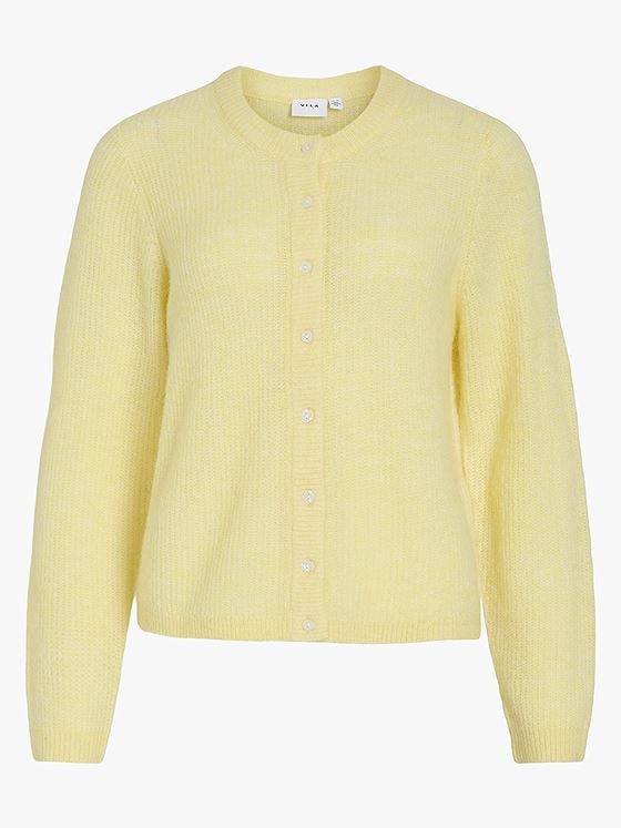 Vila Lory O-Neck Long Sleeve Knit Cardigan Pastel Yellow Melange