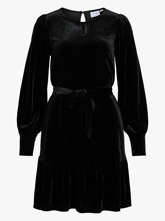 Vila Emily Long Sleeve O-Neck Dress Black Beauty