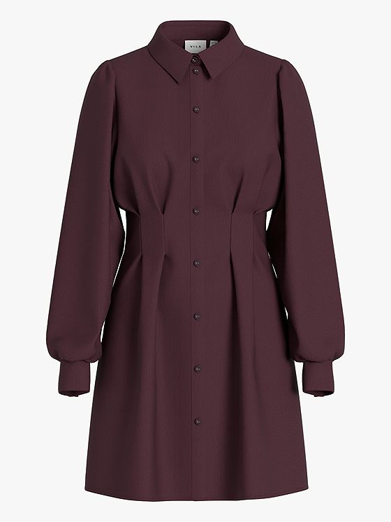 Vila Cordu Long Sleeve Shirt Dress Fig