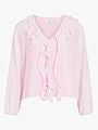 Vila Ane Long Sleeve V-Neck Frill Top Cherry Blossom