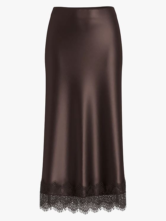 Vila Ellette High Waist Ankle Lace Skirt Coffee Bean