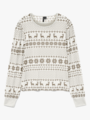 Vero Moda Chris Long Sleeve O-Neck Top XMAS Cloud Dancer Silver mink xmas