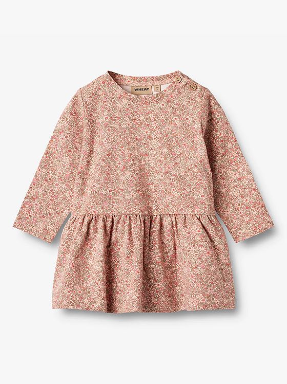 Wheat Jersey Dress Long Sleeve Bessie Rose Dust Flower Meadow