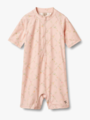 Wheat Swimsuit Short Sleeve Cas Powder Checked Flowers