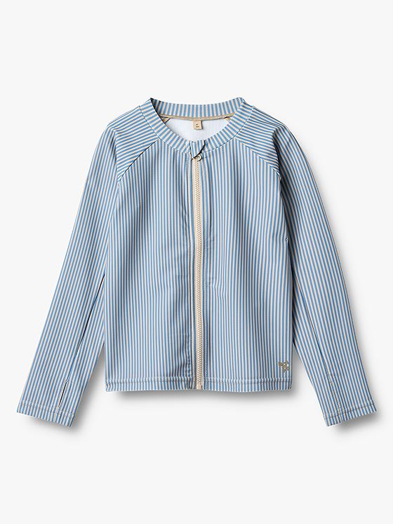 Wheat Swim T-Shirt Long Sleeve Zip Ada Blue Swim Stripe