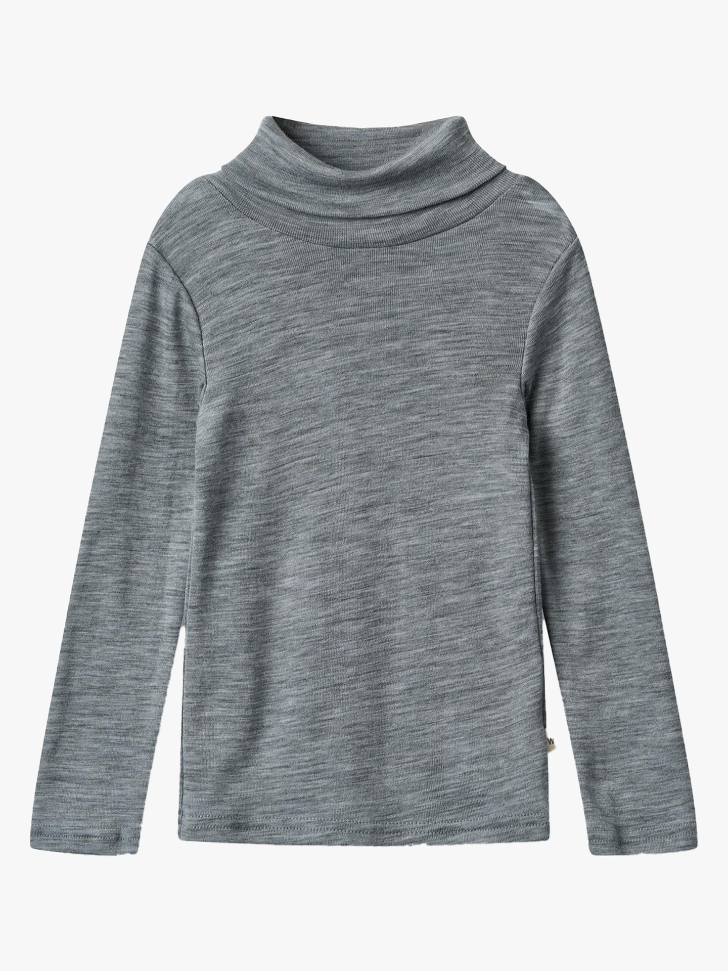 Wheat Wool T-Shirt Roll Neck Aksel Melange Grey