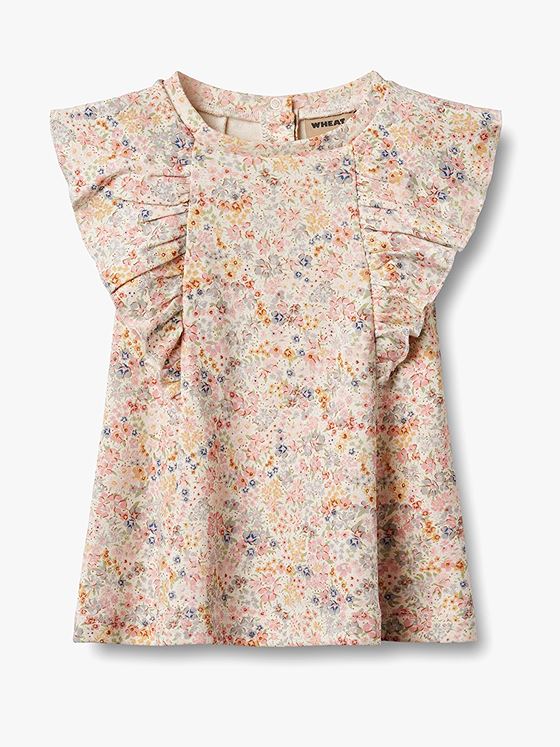 Wheat Jersey Dress Ruffle Shirley Bright Flowers