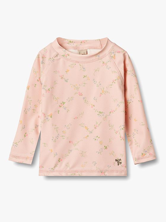 Wheat Swim T-Shirt Long Sleeve Dilan Powder Checked Flowers